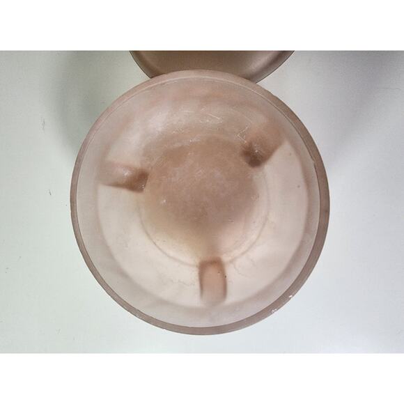 Vintage Frosted Pink Satin Glass Trinket Candy Vanity Dish Powder Box - Picture 10 of 12